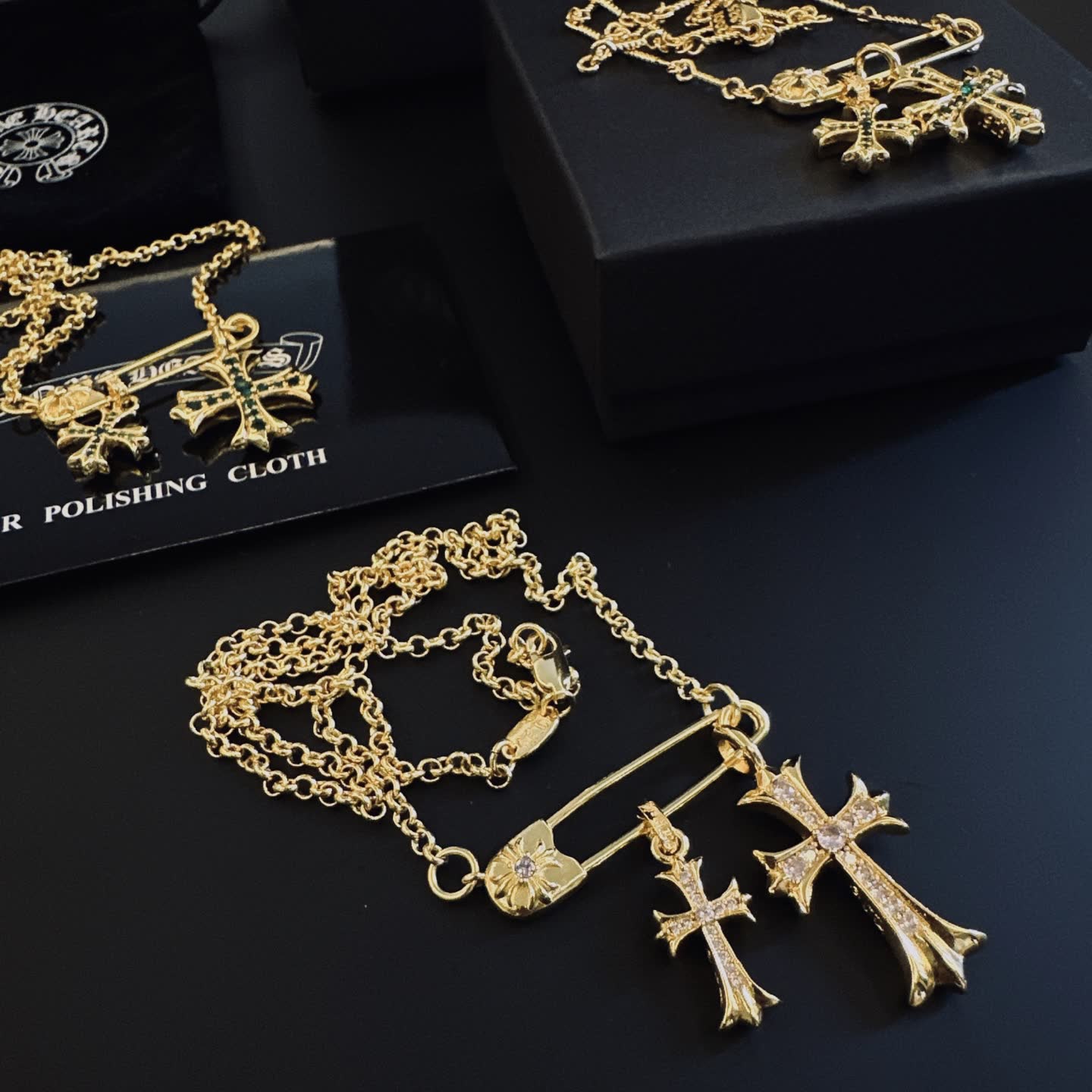 Chrome Hearts Gold Cross Pendant Necklace